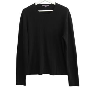 John Varvatos 100% Cashmere Sweater Mens Medium Black Stitch Elbow Patch Crew